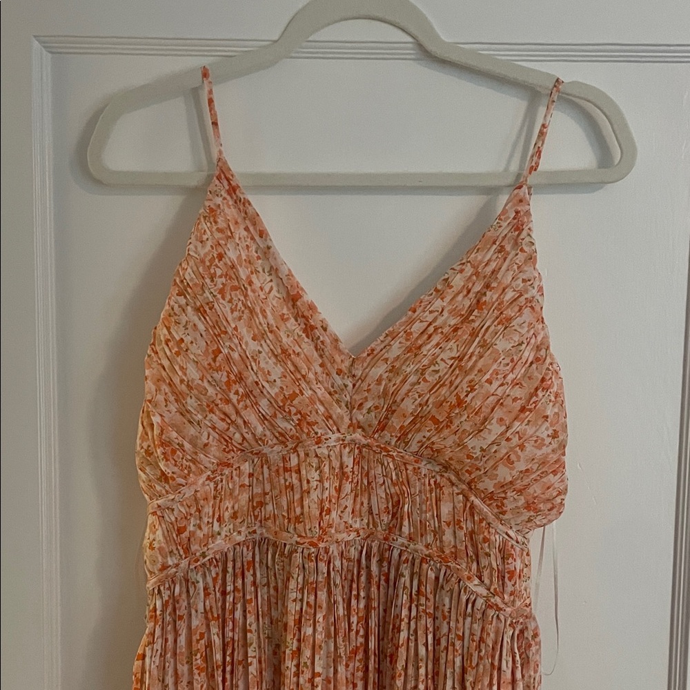 Vici Strapless Floral Dress - Orange and Cream